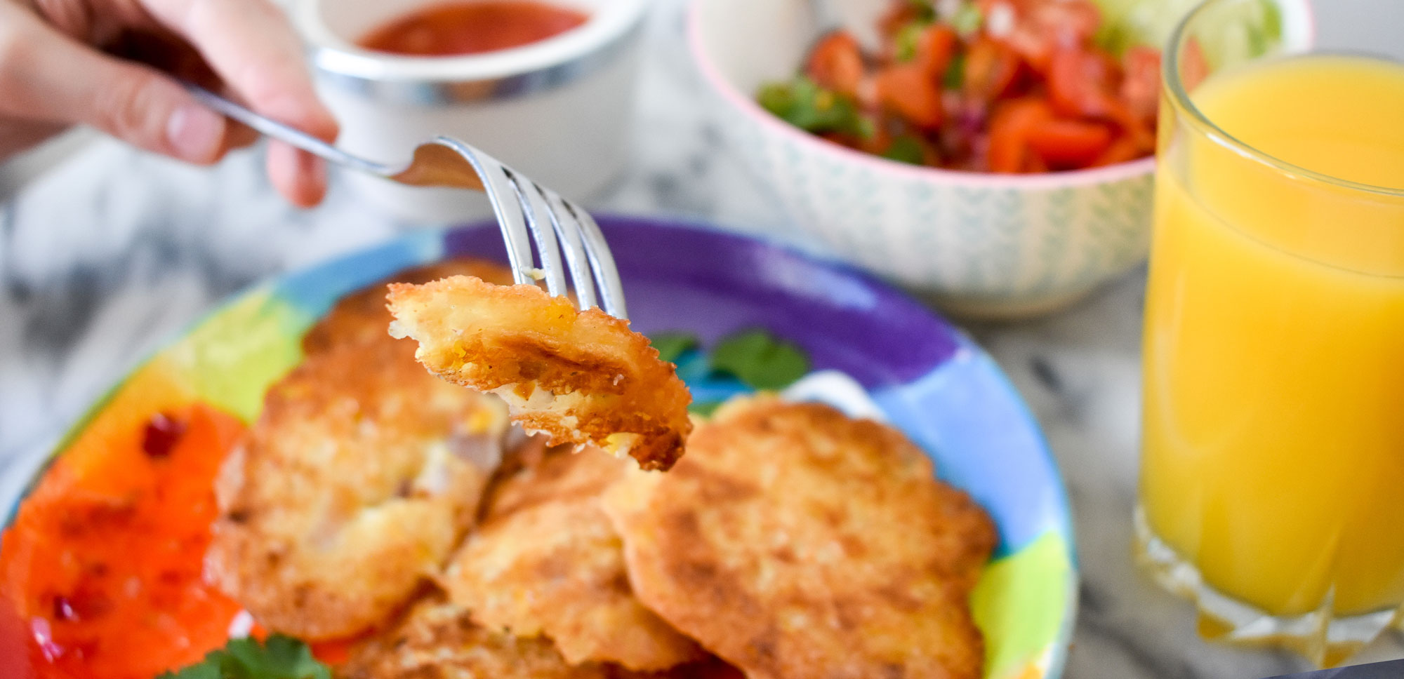 Smile Cafe allergy friendly corn fritter recipe for children's cooking