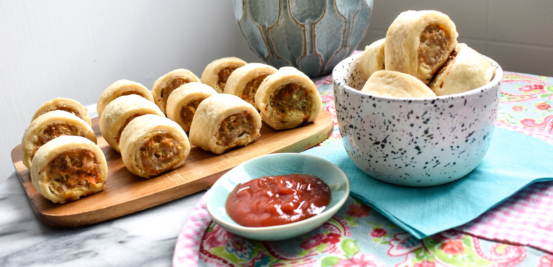 Sensational allergy friendly sausage rolls showing what the recipe produces